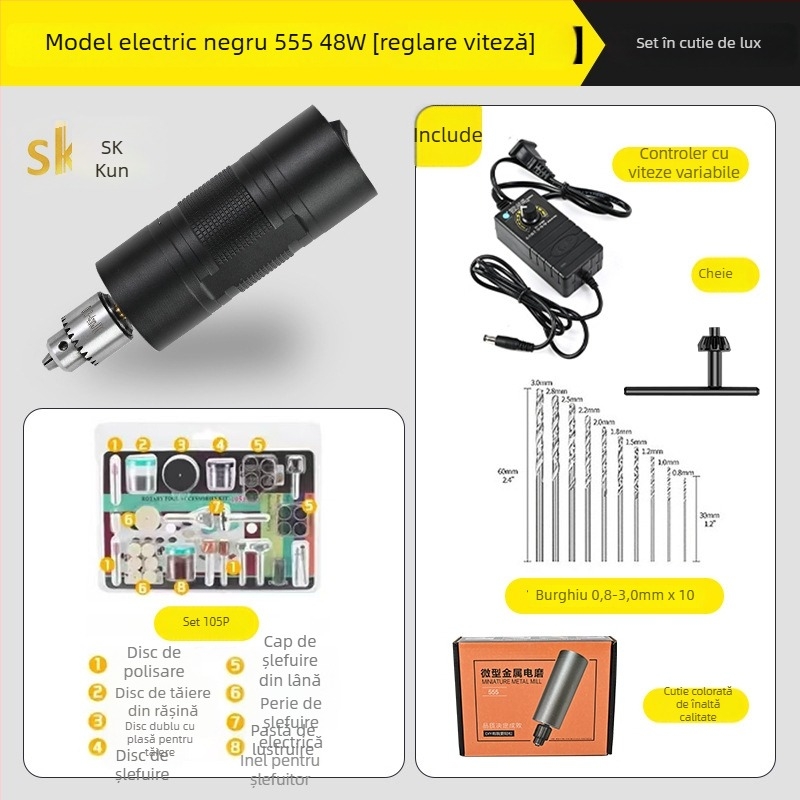 Shuokun Mașină electrică portabilă, de înaltă putere, pentru lustruire și gravare, cu alimentare la priză, până la 50V, potrivită pentru nefrit, lemn, metal, plastic și DIY