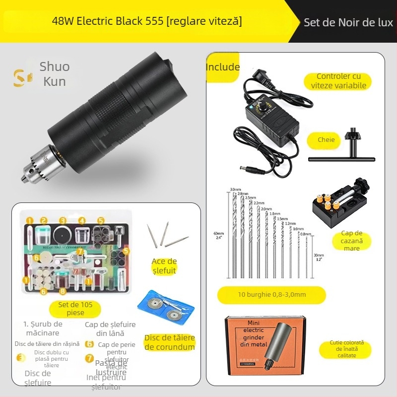 Shuokun Mașină electrică portabilă, de înaltă putere, pentru lustruire și gravare, cu alimentare la priză, până la 50V, potrivită pentru nefrit, lemn, metal, plastic și DIY