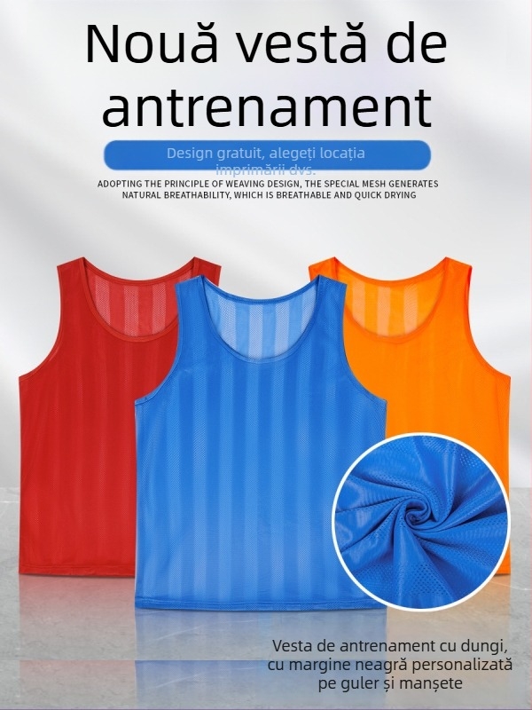 Vesta de antrenament pentru fotbal copii, plasă dungată, poliester, unisex, personalizare logo