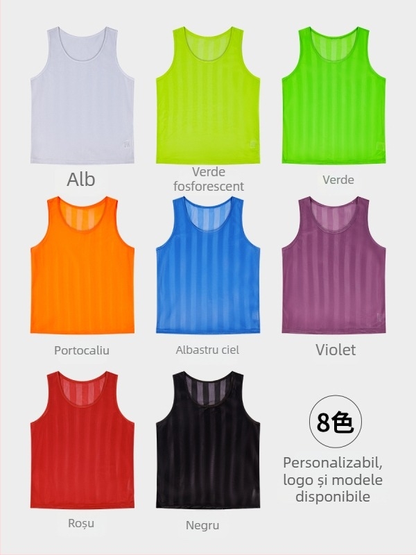 Vesta de antrenament pentru fotbal copii, plasă dungată, poliester, unisex, personalizare logo
