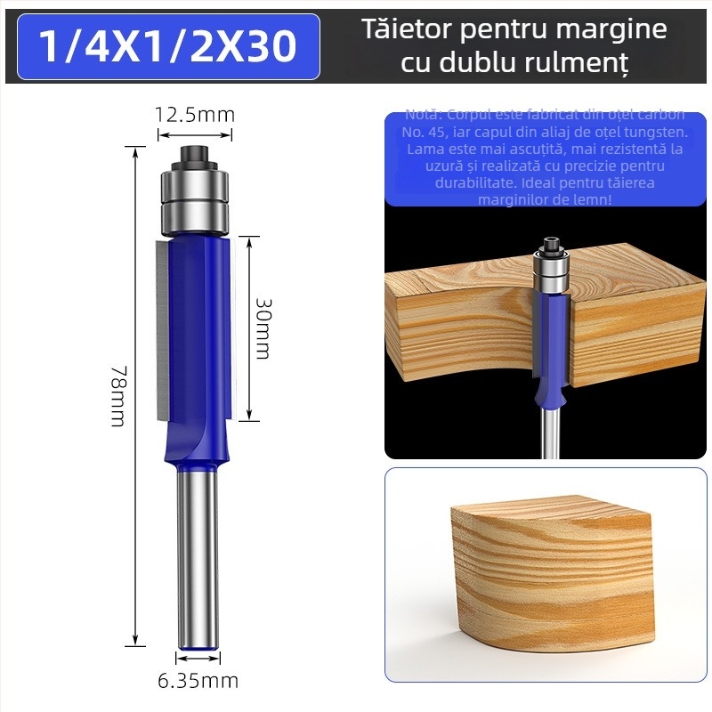Set de freze pentru lemn cu rulmenți dubli și capete de frezat cu dublă tăiere
