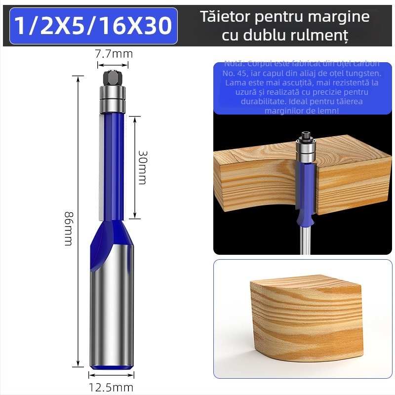 Set de freze pentru lemn cu rulmenți dubli și capete de frezat cu dublă tăiere