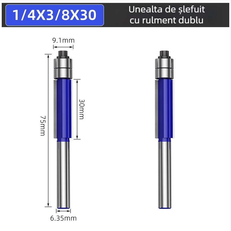 Set de freze pentru lemn cu rulmenți dubli și capete de frezat cu dublă tăiere