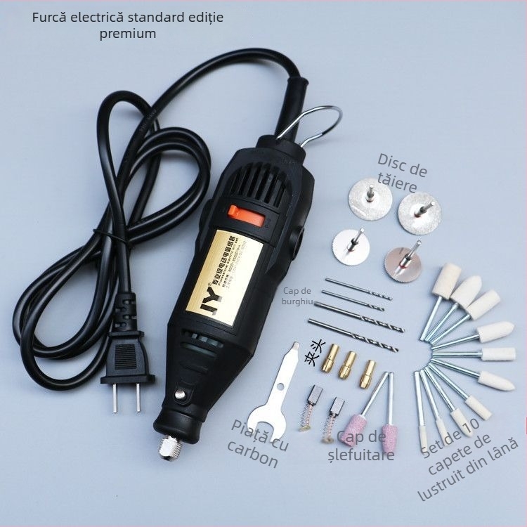 Bormașină electrică multifuncțională pentru gravură, sculptură în lemn, tăiere și lustruire — alimentare 5V, fără reglaj de viteză
