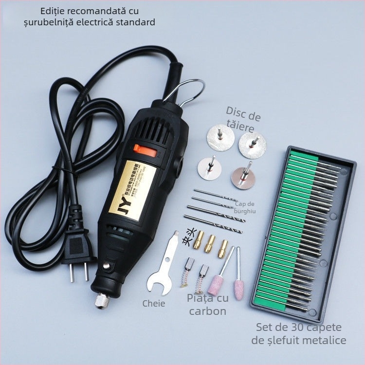 Bormașină electrică multifuncțională pentru gravură, sculptură în lemn, tăiere și lustruire — alimentare 5V, fără reglaj de viteză