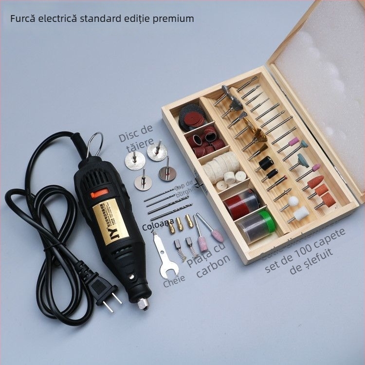 Bormașină electrică multifuncțională pentru gravură, sculptură în lemn, tăiere și lustruire — alimentare 5V, fără reglaj de viteză