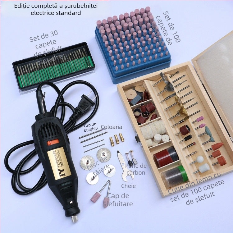 Bormașină electrică multifuncțională pentru gravură, sculptură în lemn, tăiere și lustruire — alimentare 5V, fără reglaj de viteză
