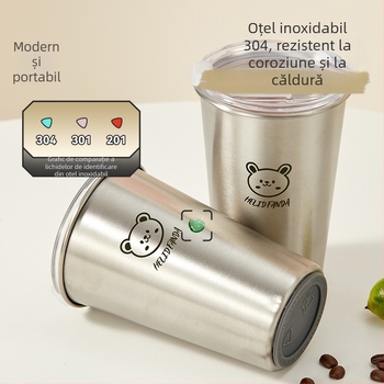 Cană de cafea din oțel inoxidabil 304, pentru exterior, portabilă, răcire rapidă, model Bear Family, logo personalizabil
