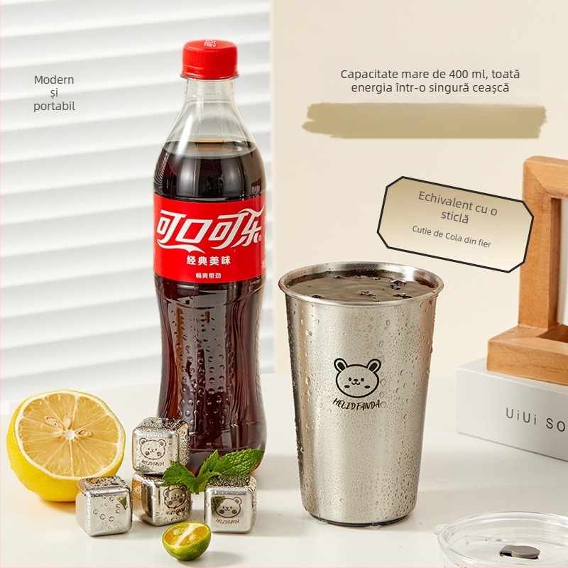 Cană de cafea din oțel inoxidabil 304, pentru exterior, portabilă, răcire rapidă, model Bear Family, logo personalizabil