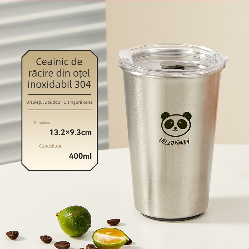 Cană de cafea din oțel inoxidabil 304, pentru exterior, portabilă, răcire rapidă, model Bear Family, logo personalizabil