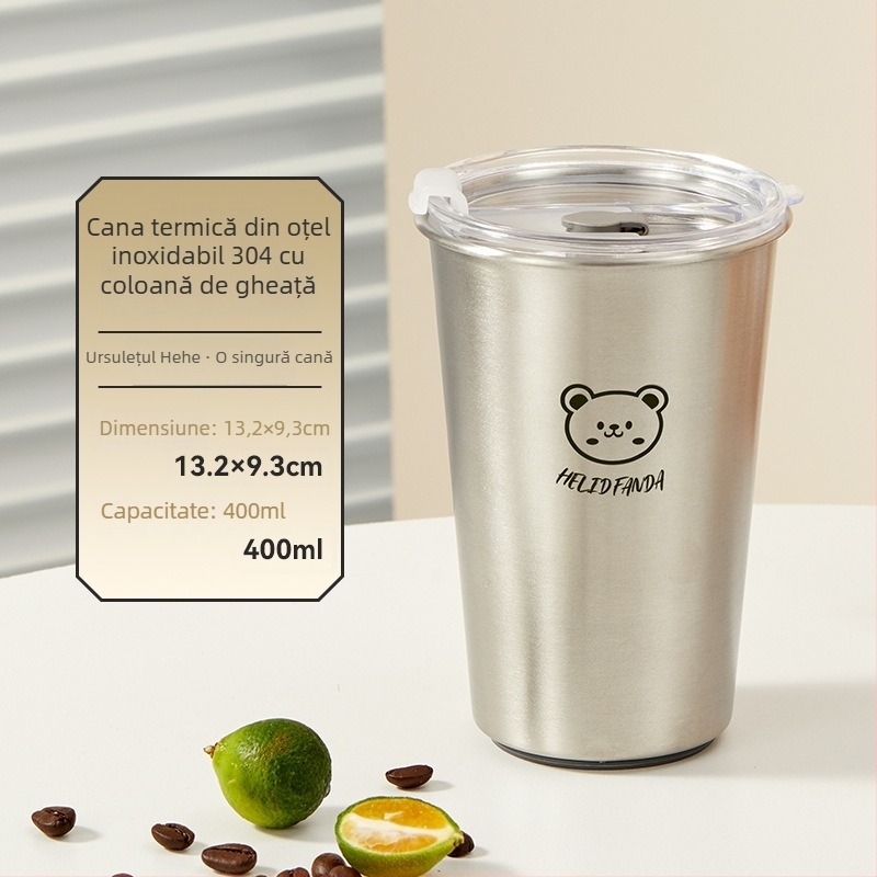 Cană de cafea din oțel inoxidabil 304, pentru exterior, portabilă, răcire rapidă, model Bear Family, logo personalizabil