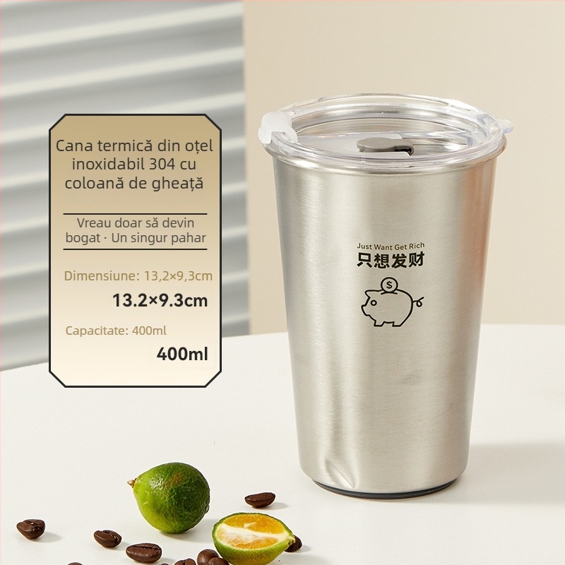 Cană de cafea din oțel inoxidabil 304, pentru exterior, portabilă, răcire rapidă, model Bear Family, logo personalizabil