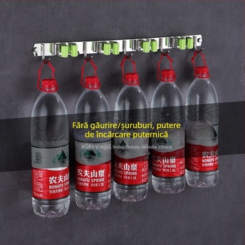 Suport pentru mop din oțel inoxidabil 304, montaj pe perete fără găuri, clips pentru baie