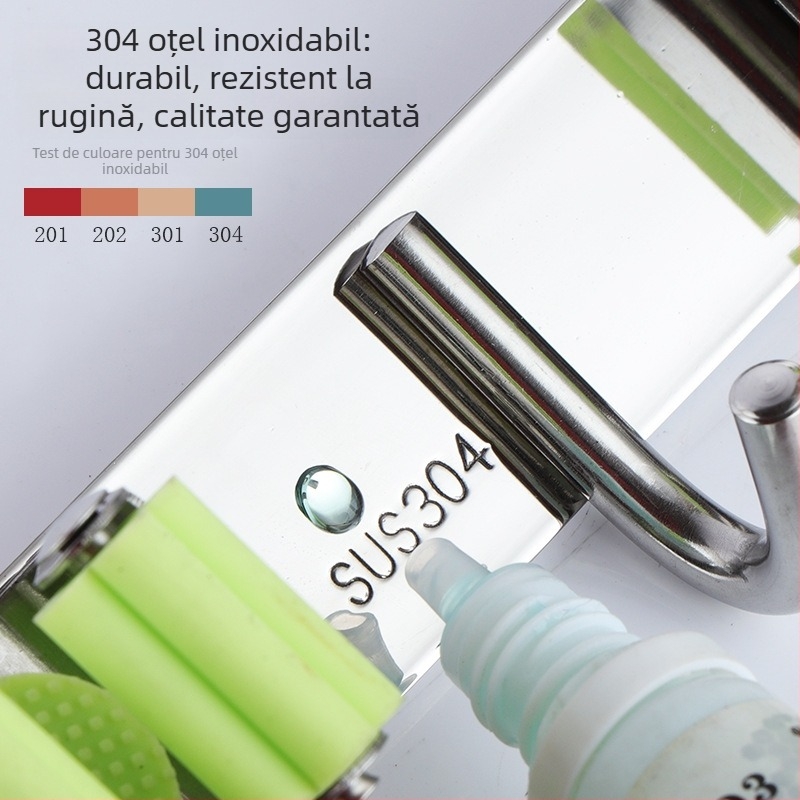 Suport pentru mop din oțel inoxidabil 304, montaj pe perete fără găuri, clips pentru baie