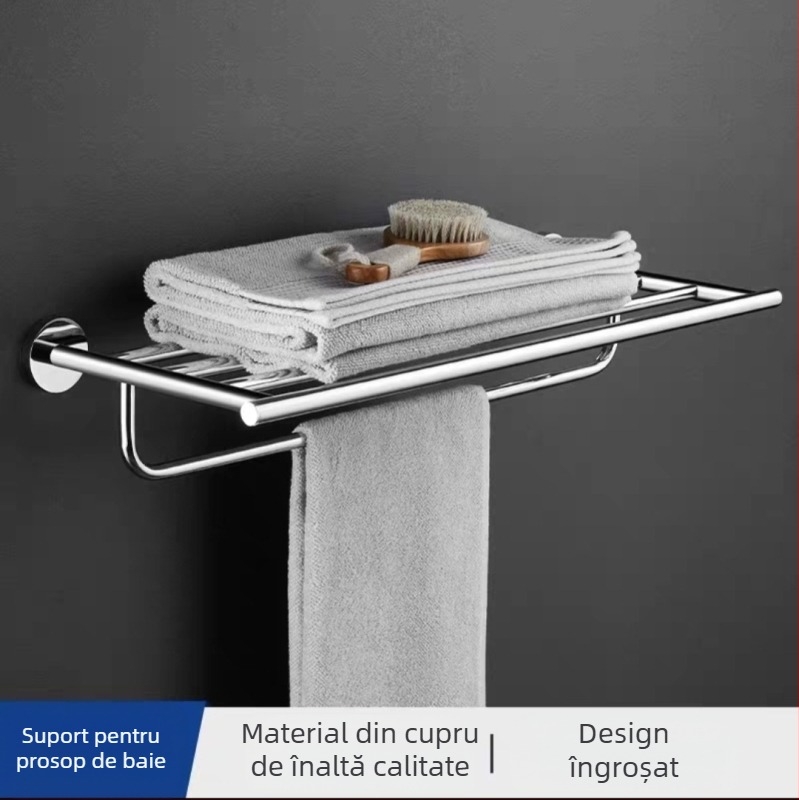 Lang Pai suport pentru prosoape din cupru pentru baie, 2 etaje, finisaj electroplacat, încărcare 20 kg