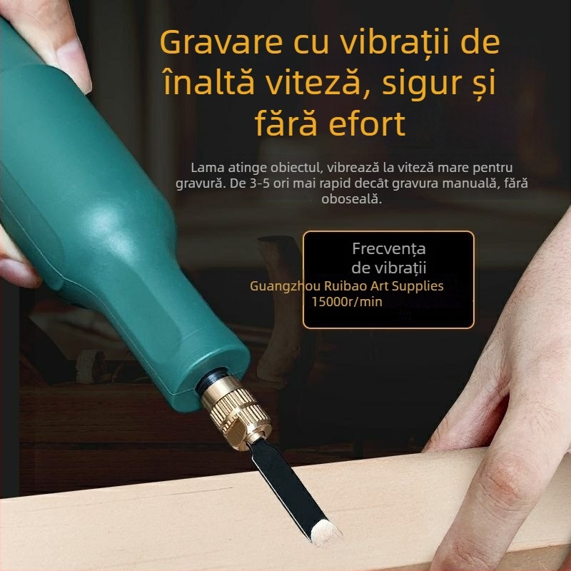 Unealtă portabilă de gravură alimentată cu baterie – set complet, universală, compactă pentru tâmplari