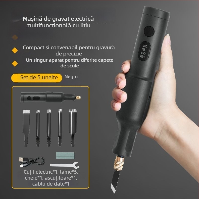 Unealtă portabilă de gravură alimentată cu baterie – set complet, universală, compactă pentru tâmplari