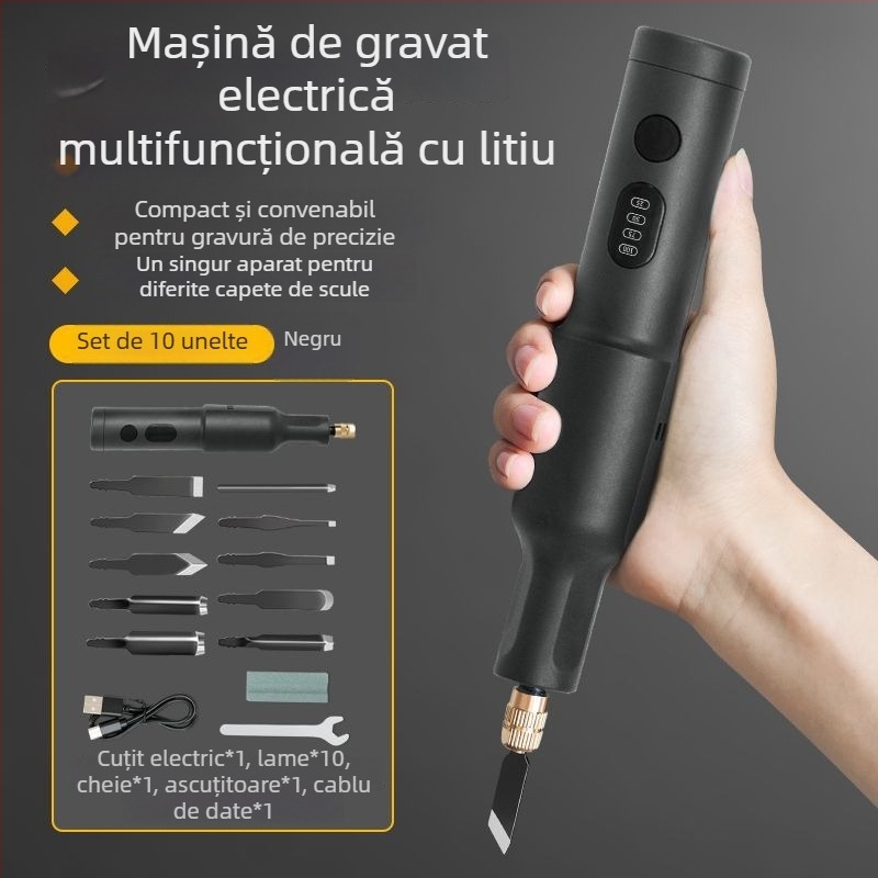 Unealtă portabilă de gravură alimentată cu baterie – set complet, universală, compactă pentru tâmplari