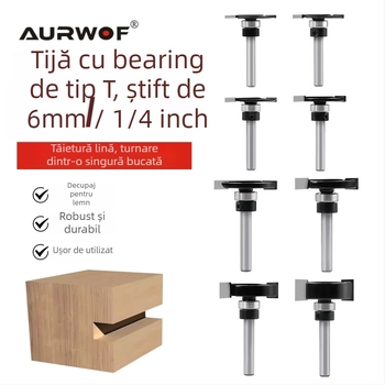 Lama de tip T pentru mașini de tâmplărie, cuțit pentru canelare, Edge Trimmer, ax de 6, rulment pentru arborele de 1/4