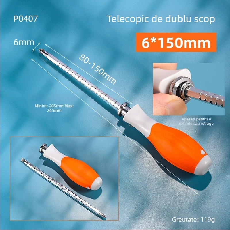 Șurubelniță PH2 Phillips cu cap dublu, clasă industrială, cu vârf magnetic și mâner izolat, din oțel Cr-V