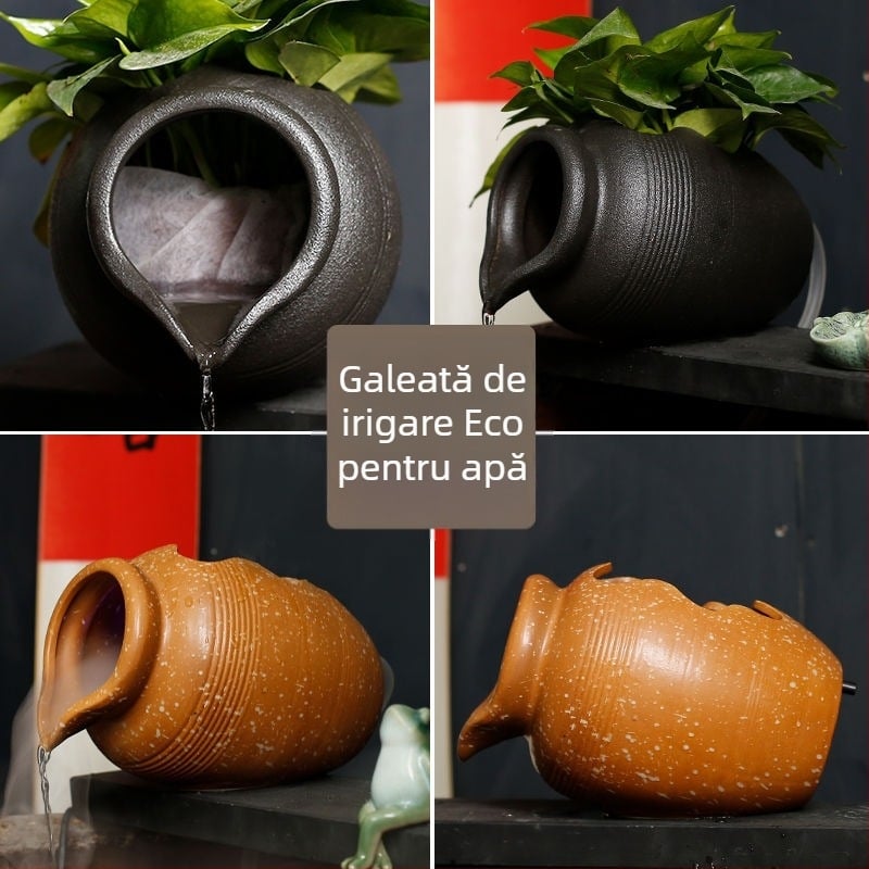 Set ceramic pentru circulația în acvariu cu pompă de apă și piatră decorativă, finisaj glazurat, stil pastoral, brand Juzheng; etichetă privată licențiată disponibilă
