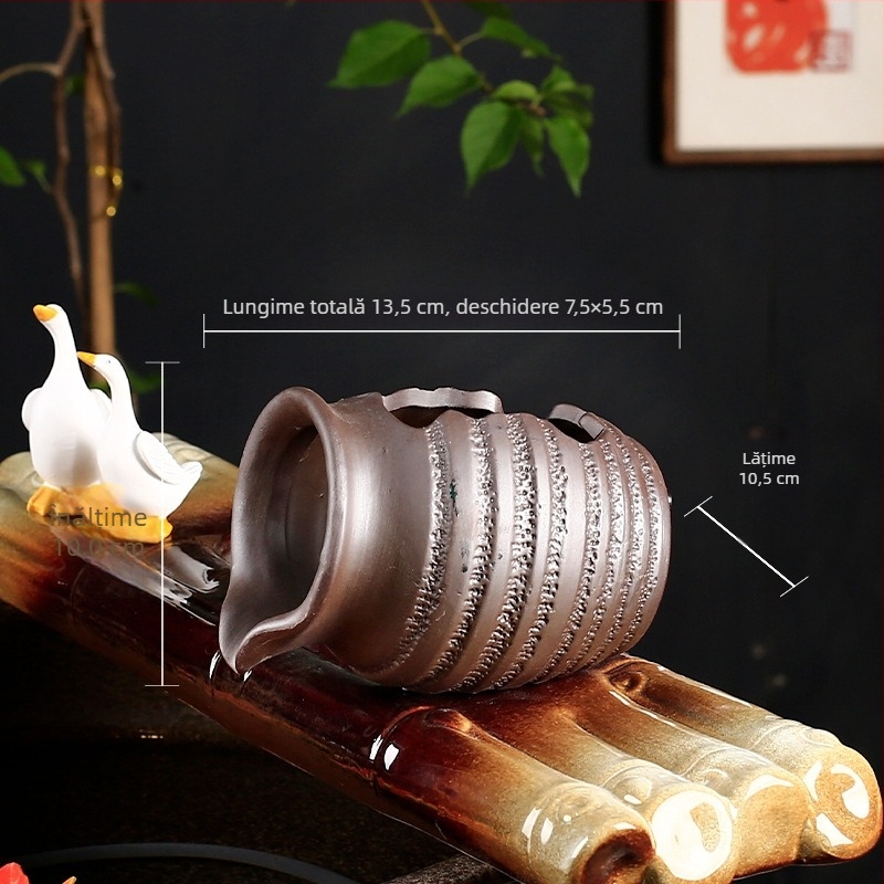 Set ceramic pentru circulația în acvariu cu pompă de apă și piatră decorativă, finisaj glazurat, stil pastoral, brand Juzheng; etichetă privată licențiată disponibilă