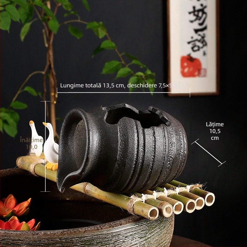 Set ceramic pentru circulația în acvariu cu pompă de apă și piatră decorativă, finisaj glazurat, stil pastoral, brand Juzheng; etichetă privată licențiată disponibilă