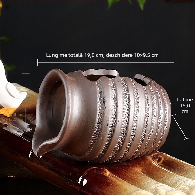 Set ceramic pentru circulația în acvariu cu pompă de apă și piatră decorativă, finisaj glazurat, stil pastoral, brand Juzheng; etichetă privată licențiată disponibilă