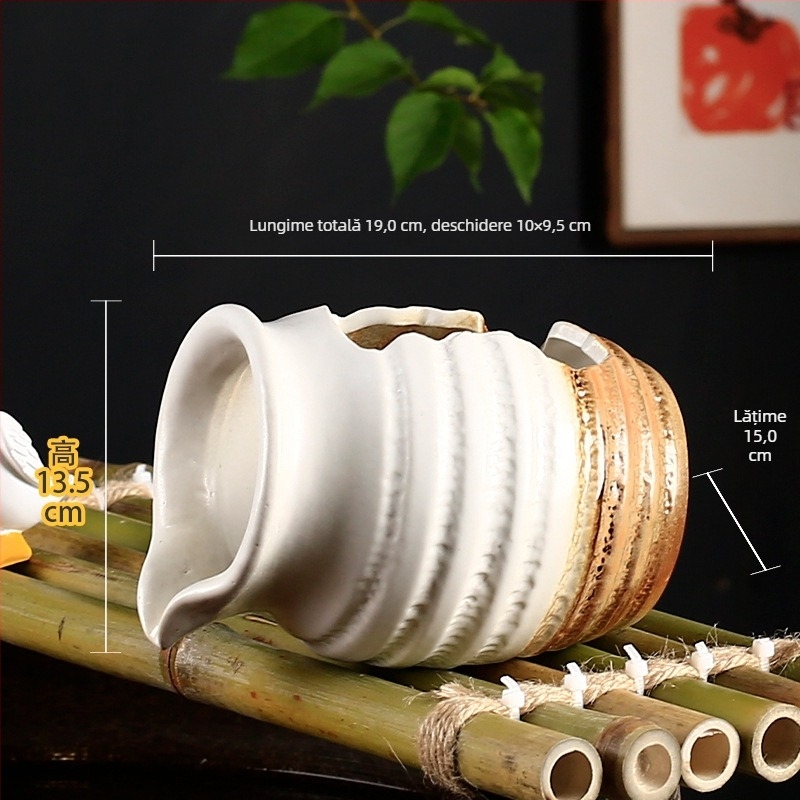 Set ceramic pentru circulația în acvariu cu pompă de apă și piatră decorativă, finisaj glazurat, stil pastoral, brand Juzheng; etichetă privată licențiată disponibilă