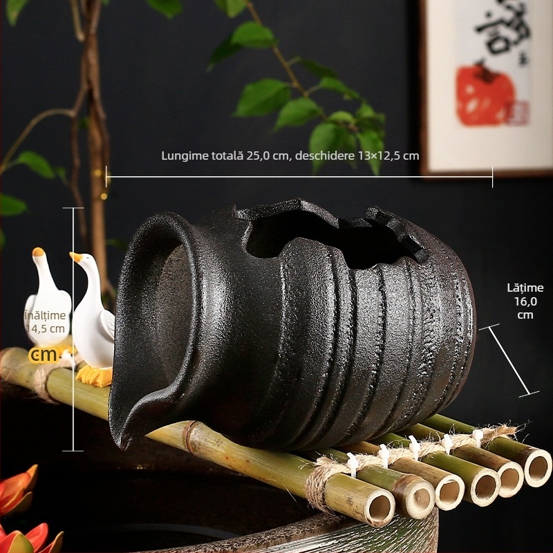 Set ceramic pentru circulația în acvariu cu pompă de apă și piatră decorativă, finisaj glazurat, stil pastoral, brand Juzheng; etichetă privată licențiată disponibilă