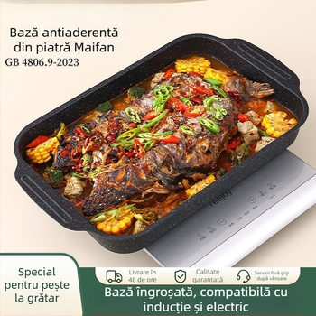 Tavă de pește la grătar, pătrată din fier, finisaj electroforetic, pliabil, calitate premium