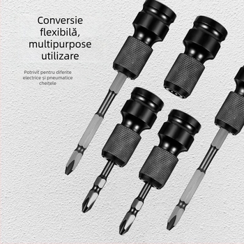 Set capete de transformare pentru cheie electrică cu mandrină universală auto-blocantă, pentru bormașină cu mâner pistol – Brand: Shouli; Material: Chromium Vanadium Alloy Steel; Finisaj: Anti-Rust