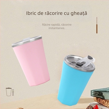 Ceașă cu design de răcire cu două straturi; interior din silicon, exterior din oțel inoxidabil 304; conservare la rece; greutate 250 g