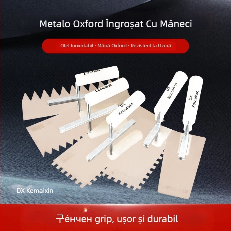 Spatlu de tencuială din oțel inoxidabil, lamă plată, dinți, marca Kemaixin