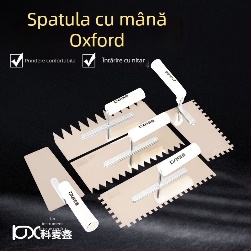 Spatlu de tencuială din oțel inoxidabil, lamă plată, dinți, marca Kemaixin