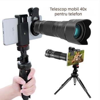 Obiectiv teleobiectiv 40x pentru telefon, monocular pentru fotografiere la concerte în aer liber — rezoluție 4K, pupila de ieșire 36 mm