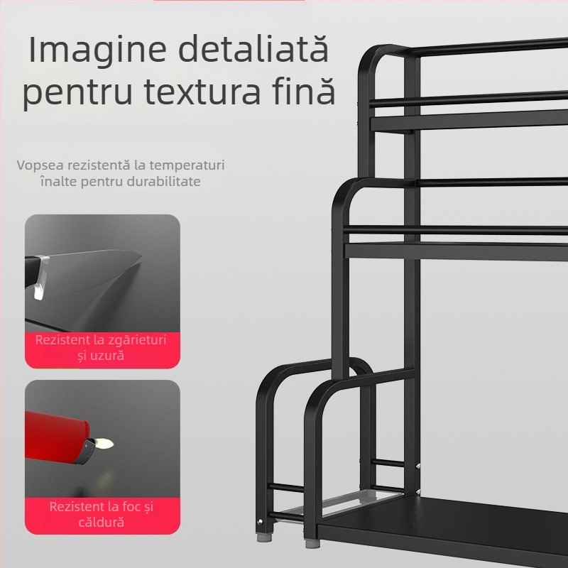 Raft de condimente din oțel inoxidabil, cu mai multe niveluri, de masă, fără găuri, stil modern minimalist