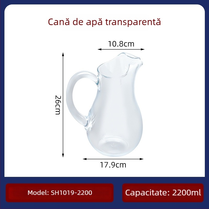 Cană pentru apă rece Garbo Daily Use cu model glaciar, plastic PC, potrivită pentru suc, lapte, băuturi și ceai parfumat