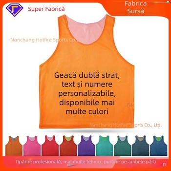 Vesta de antrenament cu două straturi, cu plasă dublă în față și în spate, pentru echipe de fotbal, cu logo și număr personalizate
