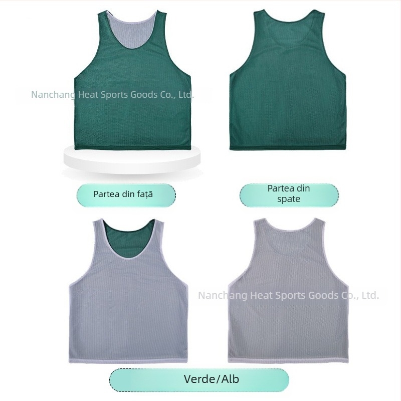 Vesta de antrenament cu două straturi, cu plasă dublă în față și în spate, pentru echipe de fotbal, cu logo și număr personalizate