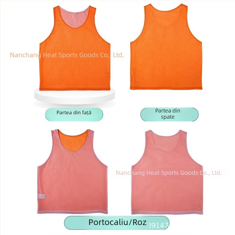 Vesta de antrenament cu două straturi, cu plasă dublă în față și în spate, pentru echipe de fotbal, cu logo și număr personalizate