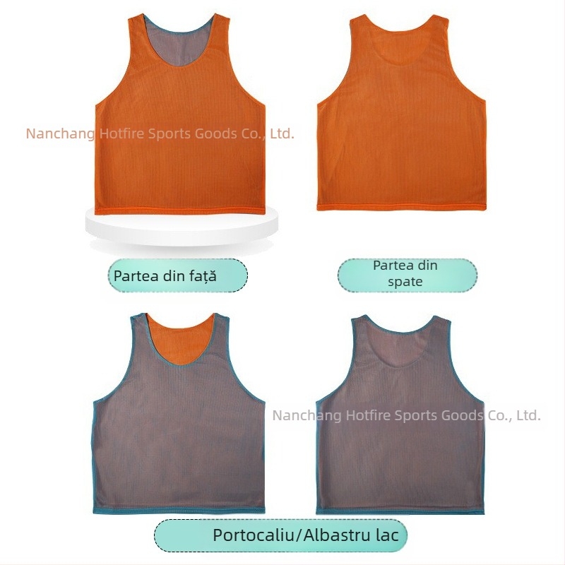 Vesta de antrenament cu două straturi, cu plasă dublă în față și în spate, pentru echipe de fotbal, cu logo și număr personalizate