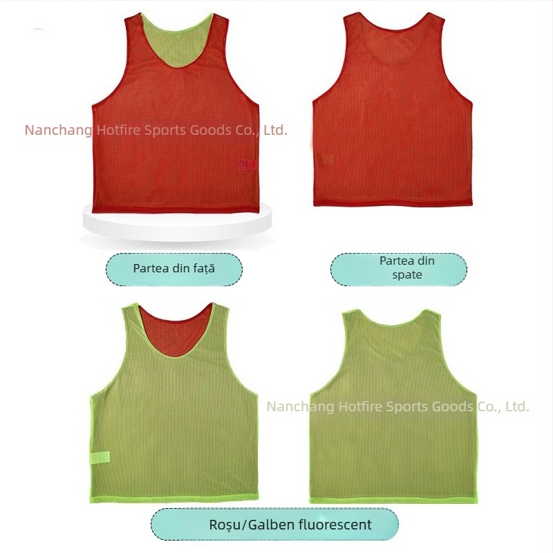Vesta de antrenament cu două straturi, cu plasă dublă în față și în spate, pentru echipe de fotbal, cu logo și număr personalizate