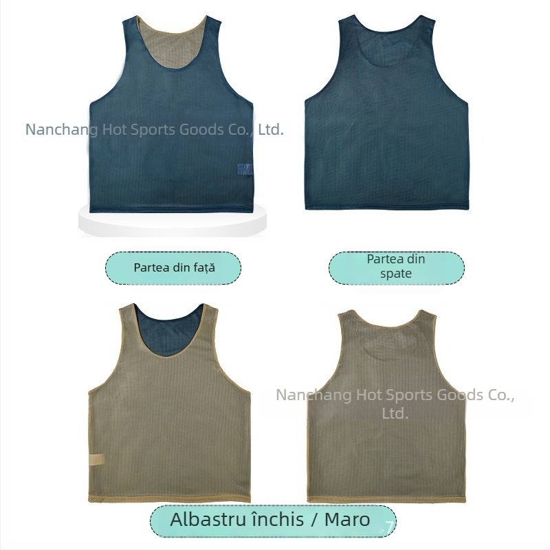 Vesta de antrenament cu două straturi, cu plasă dublă în față și în spate, pentru echipe de fotbal, cu logo și număr personalizate