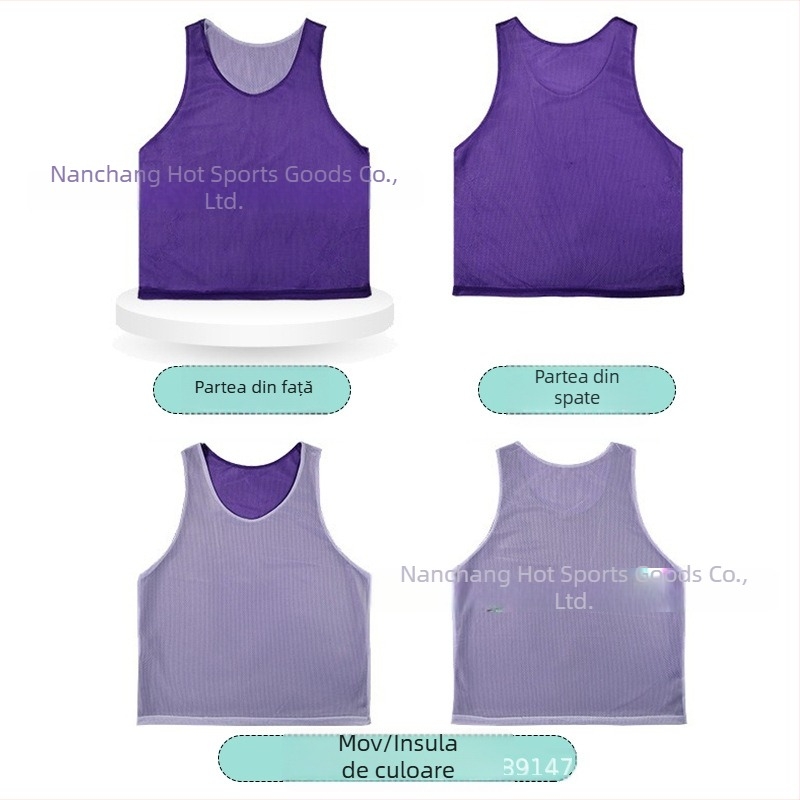 Vesta de antrenament cu două straturi, cu plasă dublă în față și în spate, pentru echipe de fotbal, cu logo și număr personalizate