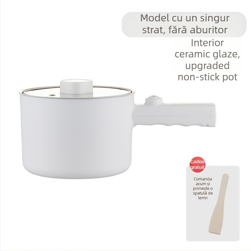 Oală electrică multifuncțională mică pentru uz casnic, capacitate 1–2 L, sub 800W, funcții: abur, fierbere, oală fierbinte, protecție împotriva uscării