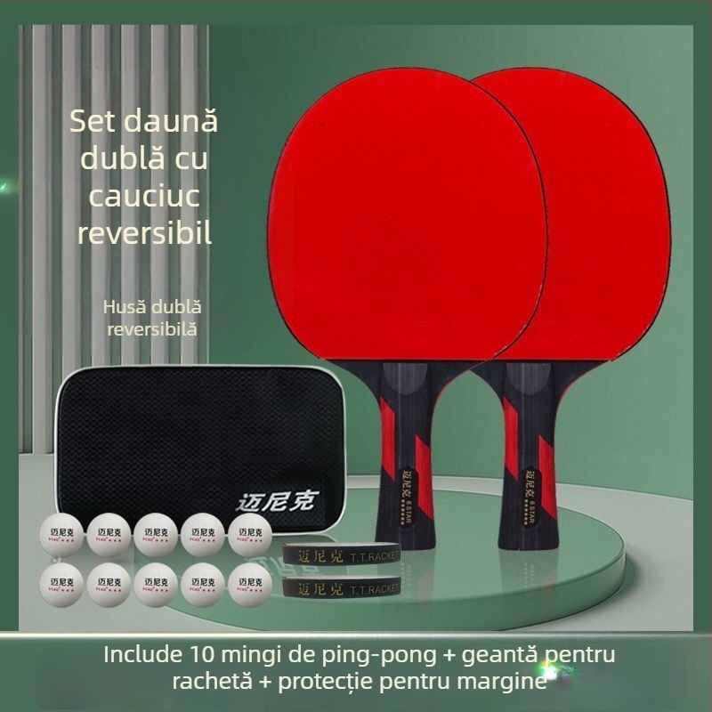 Rachetă de tenis de masă, stea dublă, pentru începători, copii și adulți, gumă cu lipire lungă, placă PE, priză orizontală și penhold