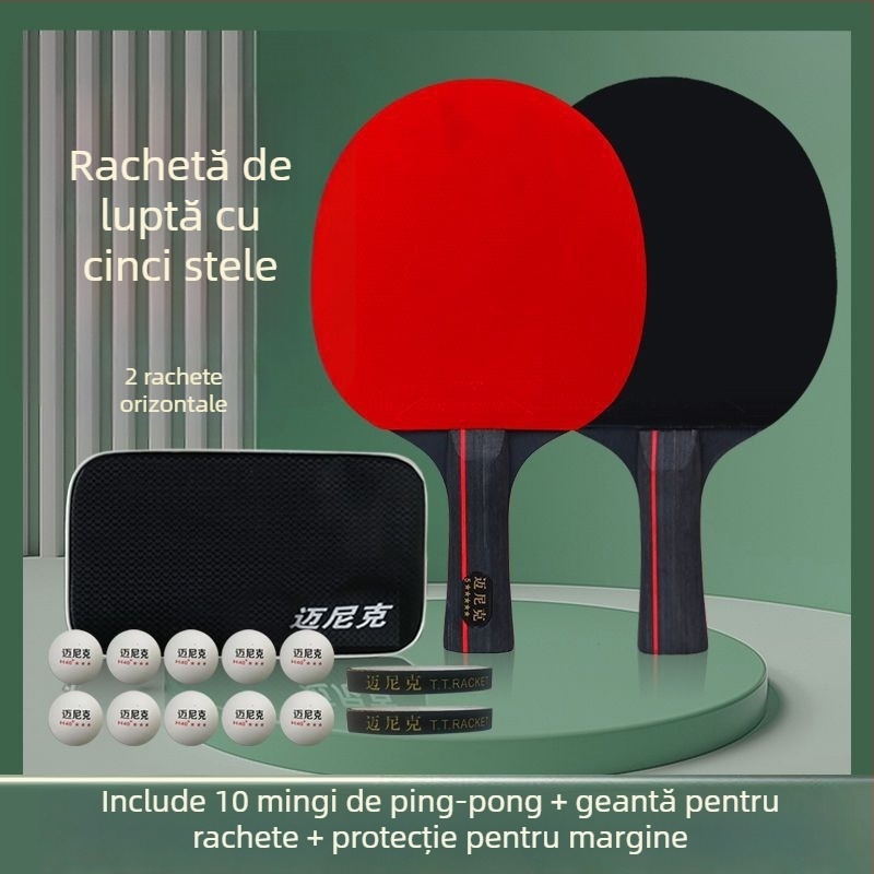 Rachetă de tenis de masă, stea dublă, pentru începători, copii și adulți, gumă cu lipire lungă, placă PE, priză orizontală și penhold