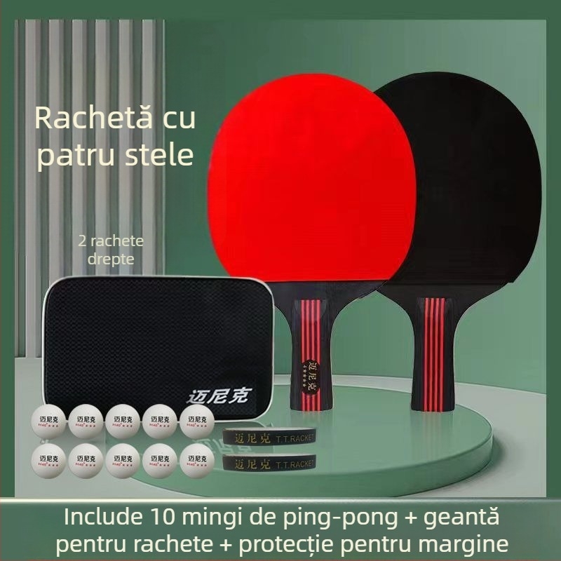Rachetă de tenis de masă, stea dublă, pentru începători, copii și adulți, gumă cu lipire lungă, placă PE, priză orizontală și penhold