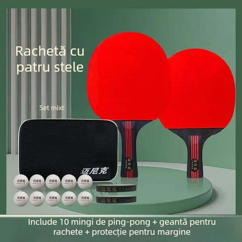 Rachetă de tenis de masă, stea dublă, pentru începători, copii și adulți, gumă cu lipire lungă, placă PE, priză orizontală și penhold